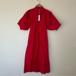 Never A Wallflower Red Cotton Midi Dress NWT